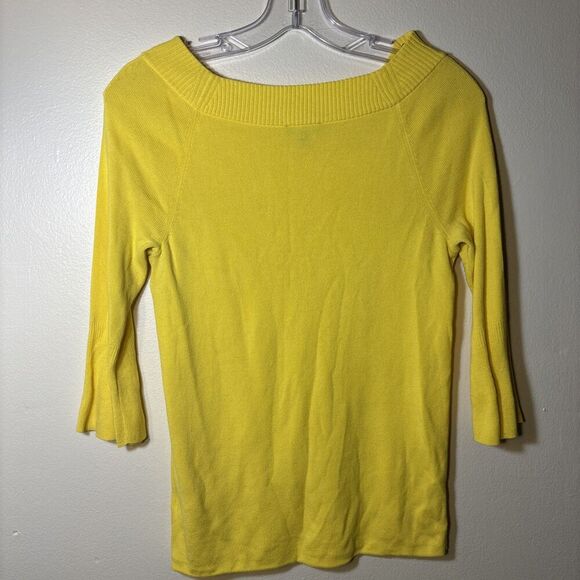 Talbots Petites Bell 3/4 Sleeve Knit Tunic Top Women's Size Small Bright Yellow - Picture 9 of 16